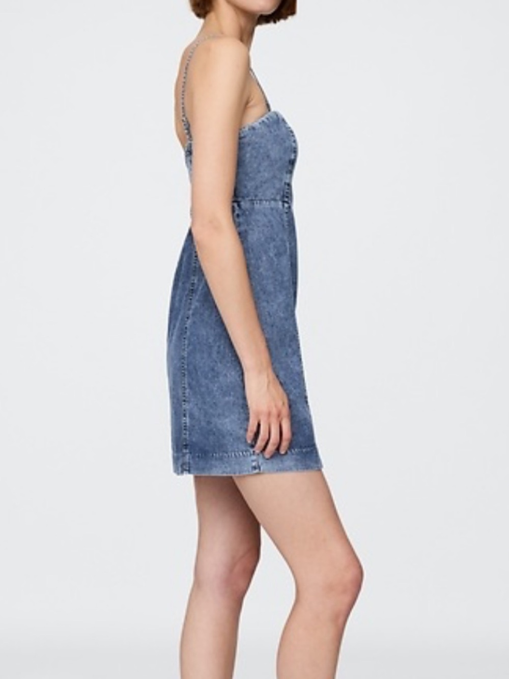 GAP ultra Soft Blue Denim Mini Dress with Spaghetti Straps - Picture 2 of 3